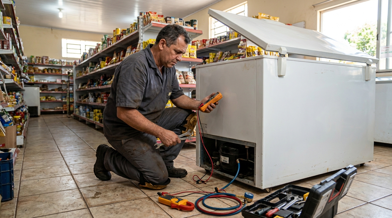 Troca de termostato de freezer em atendimento em Maceió‑AL